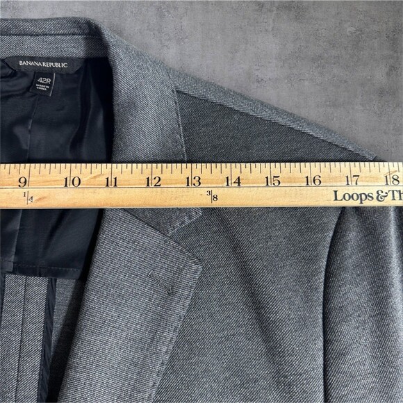 BANANA REPUBLIC Slim fit Mens Blazer 42R Gray Sport Coat 2-Button Jacket Stretch - Picture 7 of 13